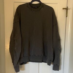 Italian Made White Sand Charcoal Crewneck Men's Sweater XL